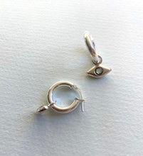 Load image into Gallery viewer, Evil Eye Charm Hoop Earrings with Gemstones