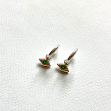 Load image into Gallery viewer, Evil Eye Charm Hoop Earrings with Gemstones