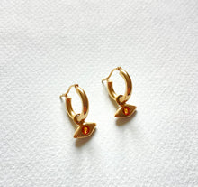 Load image into Gallery viewer, Evil Eye Charm Hoop Earrings with Gemstones