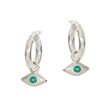 Load image into Gallery viewer, Evil Eye Charm Hoop Earrings with Gemstones