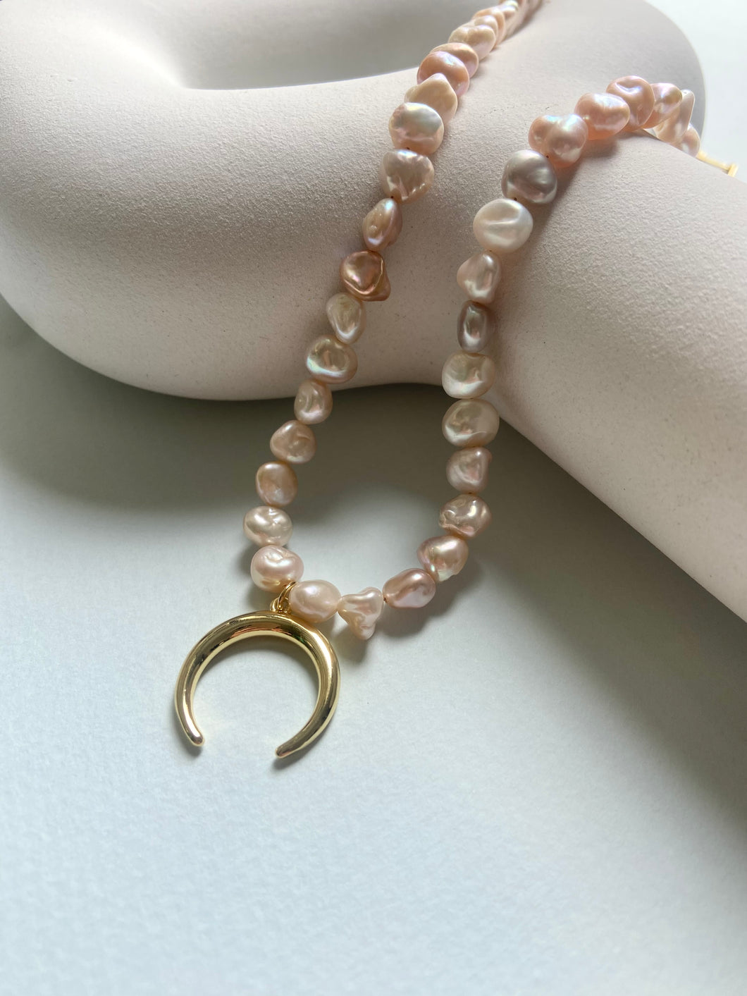 Half Moon Chunky Pearl Necklace