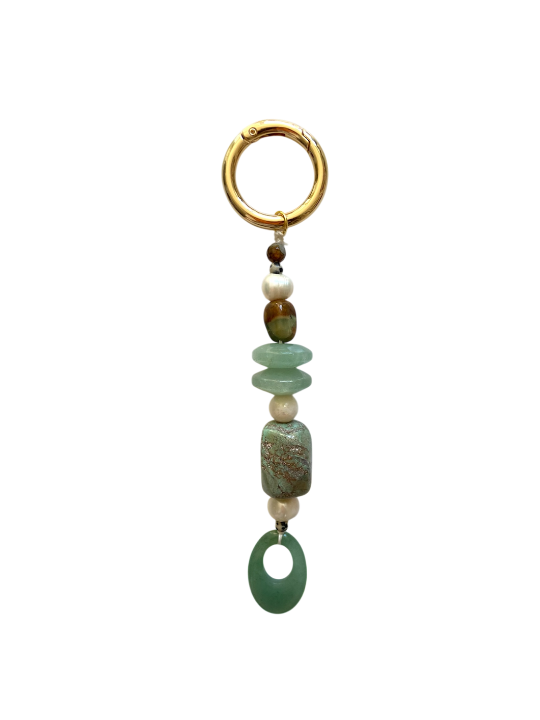 Bag Charm - Green Aventurine, Jasper, Turquoise & Pearl